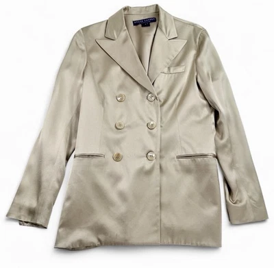 Blazer Ralph Lauren Etiqueta Púrpura Champagne Seda Doble Pecho Talla 6 Hecho en EE. UU. Foto 1 de 4