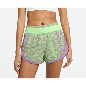 Nike Women’s Air Tempo Running Shorts Lime Glow Green & Purple Size S - Picture 1 of 8