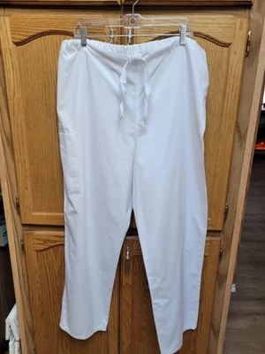 NWOT Mens White Draw String Scrub Pants By CHEROKEE Sz Lrg. - Image 1 of 4