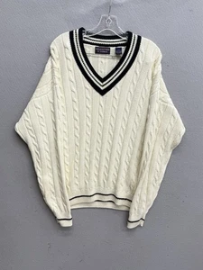 Roundtree Yorke Cable Knit Cricket Sweater Pullover Tennis Preppy Men’s Size M - Picture 1 of 10