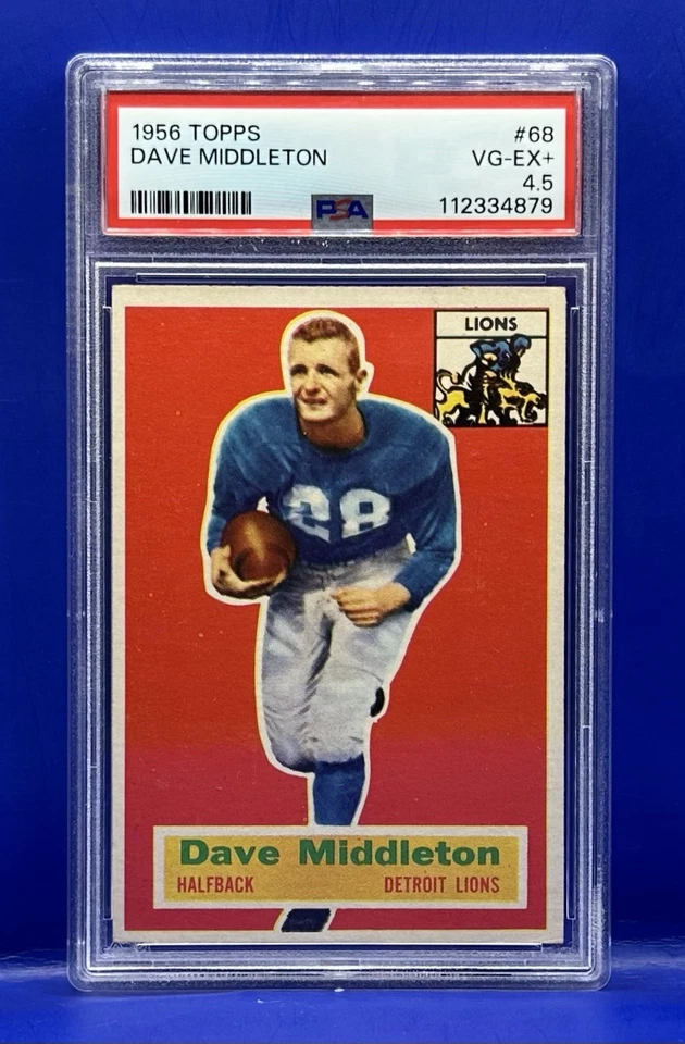 1956 Topps Football #68 Dave Middleton Detroit Lions PSA 4.5 VG-EX+ - Image 1 of 2