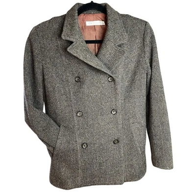 Vintage 1990’s Tweeds Women’s Gray/Brown/Black Wool Double Breasted Jacket, Sz 8 - Image 1 of 4