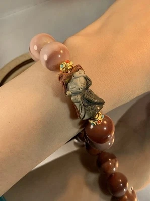 61.3g Unique Design Natural Alashan Agate Hand Carved Bracelet - Image 1 of 4