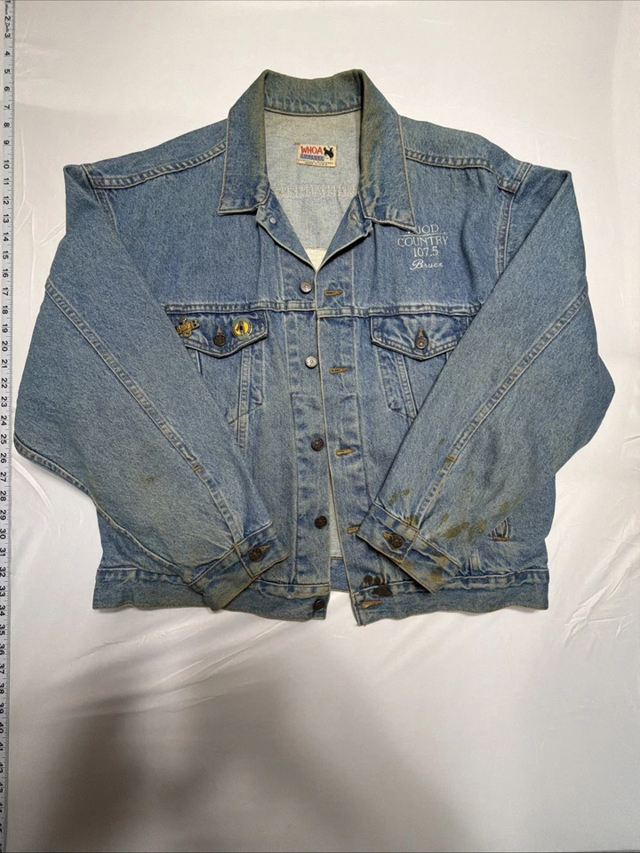 VTG NASHVILLE TENNESSEE EMB DEMIN JACKET LARGE WHOA APPAREL U.S.A. Clay Walker - Image 1 of 4