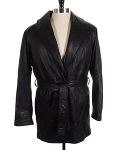 Wilsons Womens Leather Coat Size M Black Insulated Removable Lining Thinsulate - Picture 1 of 10