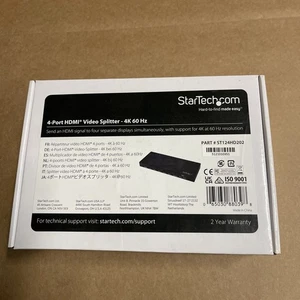 HDMI Splitter - 4-Port - 4K 60Hz - HDMI Splitter ST124HD202 STARTECH NEW - Picture 1 of 2