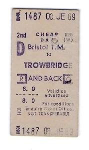 Railway Ticket BR Bristol TM to Trowbridge 2nd Cheap Day Return Flexiprinter - Picture 1 of 1