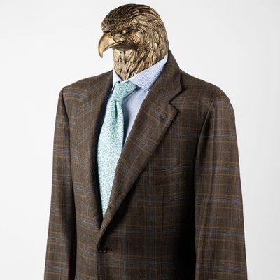 Great $4950 KITON Pure CASHMERE Check Sport Coat Brown 42US/52IT - Image 1 of 4