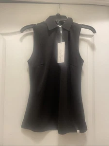 Lady Hagen Women's Pique Sleeveless Polo Black Size Small - Picture 1 of 4