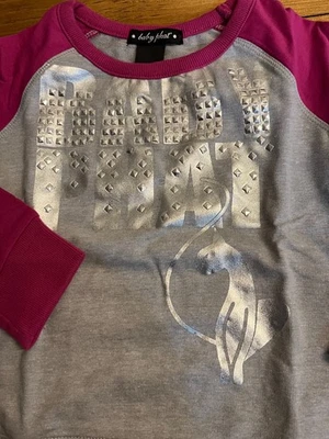 女孩 Baby Phat 标志长袖装饰运动衫全新带标签!-4 码- — 第 1/4 张图片