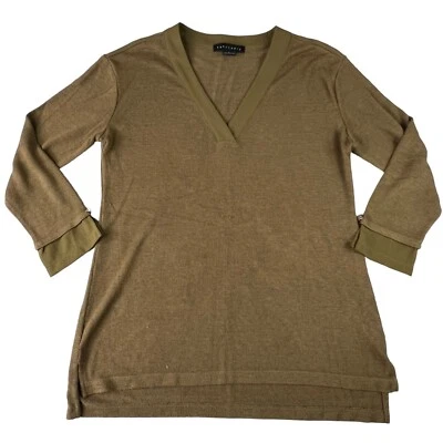 Sanctuary Womens Knit Sweater Top Size Small V-Neck 3/4 Sleeve Olive Green - Image 1 of 4