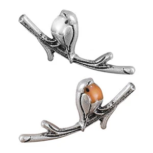 Bird Stud Earrings Jewelry Bird On A Branch Earrings Unique Robin Bird Earrings - Picture 1 of 13