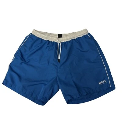 Hugo Boss Men's Blue Swim TRUNKS Spell Out Logo Athletic BEACH Surfer Shorts XXL - Image 1 of 4
