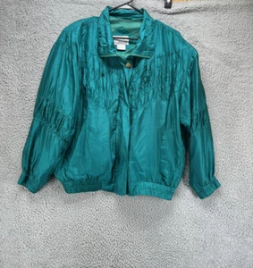 Vintage 80’s 100% Silk Padded Shoulders Windbreaker Jacket LAURA KATHERINE H3 - Picture 1 of 10
