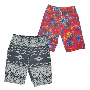 Carbon Cargo Chino Shorts Men's Boys Size 26-28 Tribal Floral Back to School Lot - Picture 1 of 11