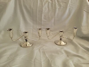 Vintage Fisher Sterling Silver Candlestick Pair #C40 Three-Light - Picture 1 of 11