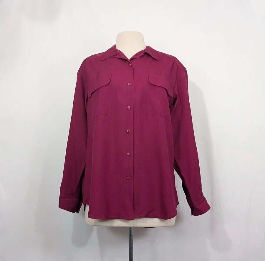 Blusa Top Camisa Vintage Años 90 Seda Rosa Oscuro Blassport Bill Blass Misses Talla M Foto 1 de 4