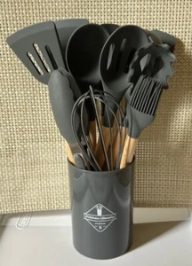 Neu im Karton Grau Küche 11 Stück Silikon Utensilien Set & Aufbewahrung Tasse - Bild 1 von 6