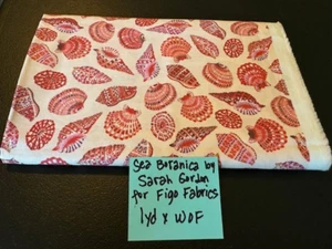 Sea Botanica by Sarah Gordon for Figo Fabrics 1 Yard x WOF Realistic Seashells - Picture 1 of 4
