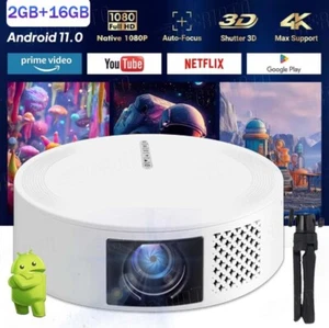4K Android 11 Projector 5G WiFi Bluetooth Video Movie Netflix Home Theater HDMI - Picture 1 of 24