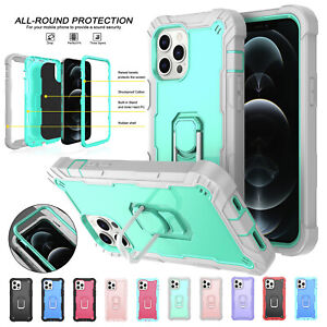 For iPhone 14 Plus 13 Pro Max 12 11 XS XR 876+ Armor Heavy Duty Ring Holder Case