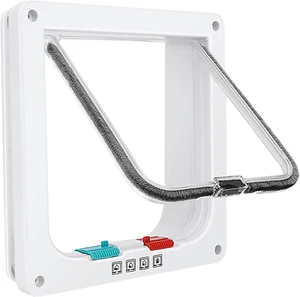 Puerta delgada para gatos para ventanas, puertas para mascotas y puerta corredera, puerta de seguridad para mascotas con 4 Wa - Imagen 1 de 11