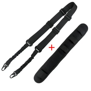 Tactical 2 Points Bungee Rifle Sling Length Adjustable with Shoulder Strap Pad - Picture 1 of 14