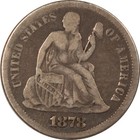 1878-CC SEATED LIBERTY DIME - PRZYJEMNY OBIEGOWY PRZYKŁAD! CARSON CITY!