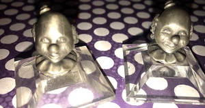 Russ Fine Pewter Clown Heads( Miniatures) 2 Items - Picture 1 of 2