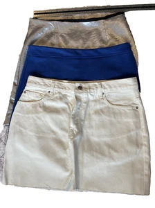 3 x Faldas Cortas Reino Unido 14 River Island Plateadas ASOS Blanco Denim Primark Azul Gamuza - Imagen 1 de 22