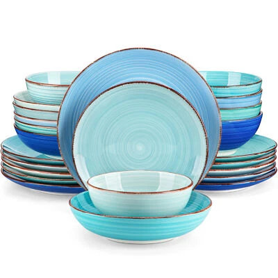 vancasso BONITA Dinnerware Set Blue Stoneware Plates and Bowls Set Tableware Set