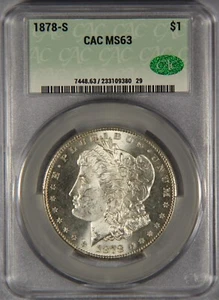 1878-S Morgan Silber Dollar CAC MS63 CACG 1 $ - Bild 1 von 3