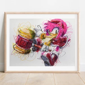 Estampado en bolígrafo de Amy Rose, póster de Sonic the Hedgehog - Imagen 1 de 3