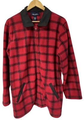 Abrigo Chaqueta Denim Co Rojo Polar Talla Mediana Cremallera Frontal Manga Larga Bolsillos Cuello Foto 1 de 4