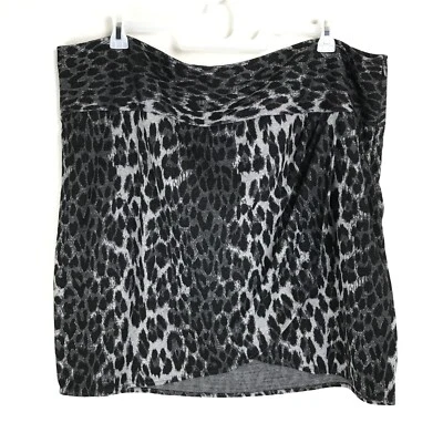 Lane Bryant Animal Print Faux Wrap Skirt Women's Plus Size 26 Stretch Zip - Image 1 of 4