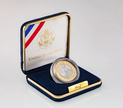 2000-W $10 Library of Congress Bimetallic Gold & Platinum Proof Coin w/ Case Cover