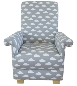 Kids Chair Armchair Grey & White Clouds Fabric Children's Nursery Bedroom New - Picture 1 of 24