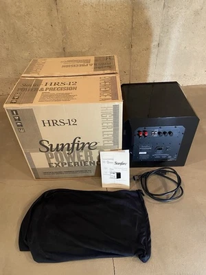 SUNFIRE HRS-12 SUBWOOFER WITH ORIGINAL BOX, MANUAL, CORD & BAG, WORKS BUT HUMS - Image 1 of 4