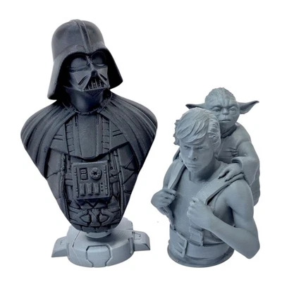 Star Wars 3D Printed Darth Vader Luke Skywalker Yoda Bust Set Headphone Stand - Image 1 of 4
