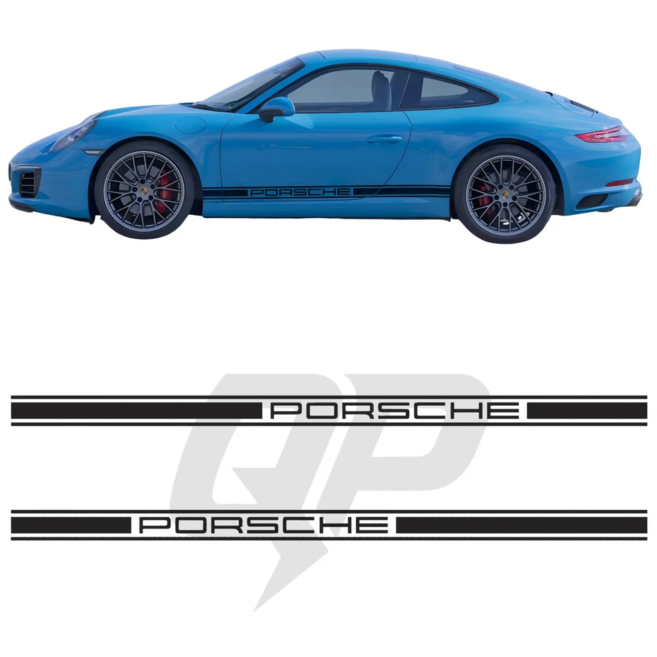 QUALITY PRINTS USA Aftermarket Porsche Universal 3.5" Side Stripes Decal Set
