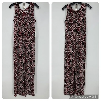 Mono Calvin Klein Pierna Ancha 8 Abstracto Estampado Geométrico Sin Mangas Rojo Negro Foto 1 de 4