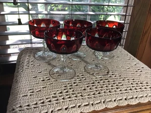 5 Cristal D’Arques France Gothic Ruby Cut To Clear Champagne Sherbert Glasses - Picture 1 of 5