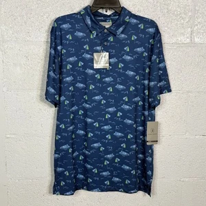 Camisa Polo PGA TOUR Para Hombre Estampado Elástico-Rendimiento, Azul Marino Verdadero Grande - Imagen 1 de 7