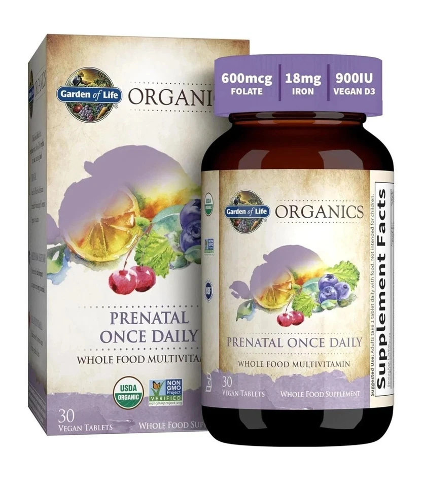 Multivitamínico prenatal una vez al día Garden of Life Organics 30 comprimidos caducidad 07/2026+ Foto 1 de 1