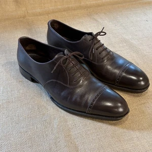 Foster & Son Lincoln Brogue Shoe US 12 Brown Elgar Buck Leather England Handmade - Picture 1 of 18