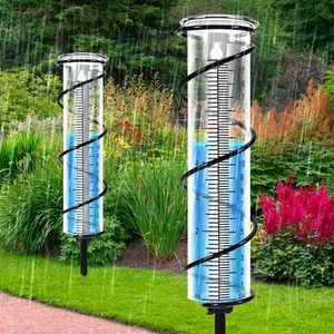 Home 7" Glass Rain Gauge Outdoor, Detachable Rain Gauges Yard with Metal Stake - Picture 1 of 7