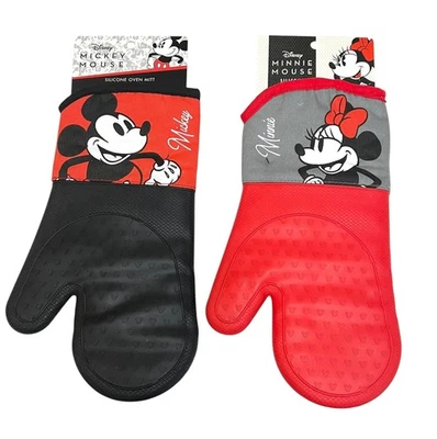 Juego de 2 guantes de silicona para horno de cocina resistentes al calor Disney Mickey & Minnie Mouse Foto 1 de 4