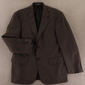 Chaqueta De Colección Geoffrey Beene M 40S Marrón Tostado Cuadros Ojo de Pájaro 100% Lana Worsted - Imagen 1 de 18