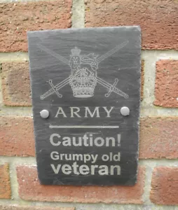 Slate plaque, Army, soldier, Grumpy old veteran, any regiment or corps (A-K) - Picture 1 of 1