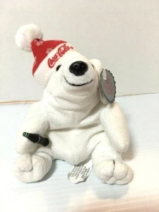 Bolsa de frijoles Coca Cola 1997 peluche oso con sombrero de Navidad 8' - Imagen 1 de 5